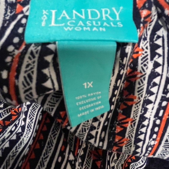 Kate Landry Casuals House Dress Caftan Front Zip Crochet Boho Multicolor X1 - Picture 7 of 7